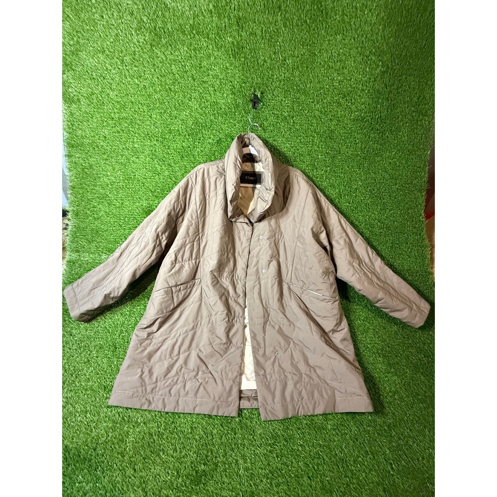 Chiago Quilted Lightweight Trench Coat Taupe Collar Button Up Size 44